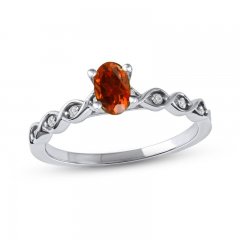 Madeira Citrine & Diamond Ring 1/15 ct tw 10K White Gold