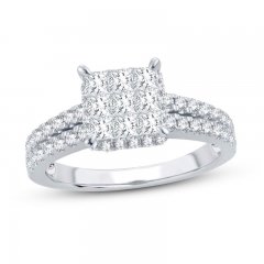 Diamond Engagement Ring 1-1/4 ct tw Princess/Round 14K White Gold