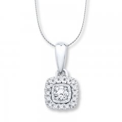 Diamond Necklace 1/8 ct tw Round-cut 10K White Gold