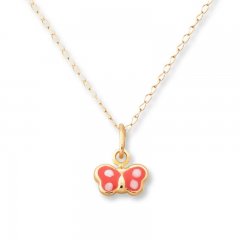 Children's Necklace 14K Yellow Gold Butterfly