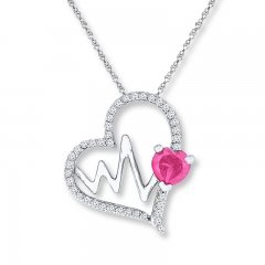 Heartbeat Necklace Lab-Created Sapphires Sterling Silver