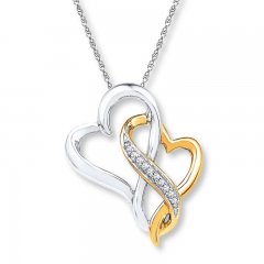 Diamond Heart & Infinity Necklace 10K Two-Tone Gold