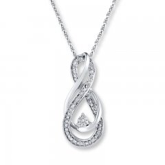 Infinity Symbol Necklace Diamond Accents Sterling Silver