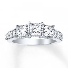 3-Stone Diamond Ring 1 ct tw Princess-cut 14K White Gold