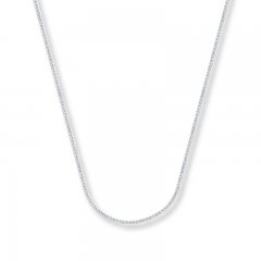 Square Wheat Chain 14K White Gold Necklace 18" Length