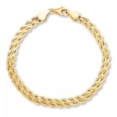 Braided Rope Bracelet 10K Yellow Gold 7.25" Length