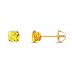 Children's Stud Earrings Yellow Cubic Zirconia 14K Yellow Gold