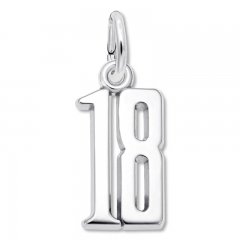 Number 18 Charm Sterling Silver