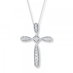 Cross Necklace 3/8 ct tw Diamonds 10K White Gold