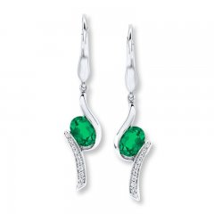 Lab-Created Emerald Earrings in Sterling Silver