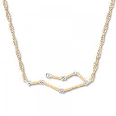 Gemini Zodiac Necklace 1/10 ct tw Diamonds 10K Yellow Gold