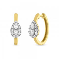 Forever Connected Diamond Hoop Earrings 3/8 ct tw Pear/Round-Cut 10K Yellow Gold