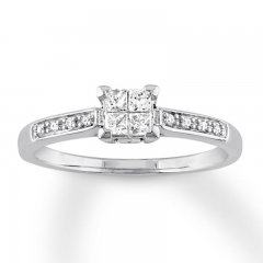 Diamond Engagement Ring 1/5 ct tw Princess/Round 10K White Gold