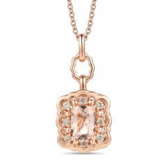 Le Vian Morganite Necklace 1/5 ct tw Diamonds 14K Strawberry Gold 18"