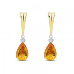 Citrine & Diamond Earrings Sterling Silver/10K Yellow Gold