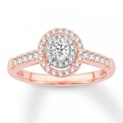 Oval Diamond Engagement Ring 1/2 ct tw 14K Rose Gold