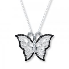 Butterfly Necklace 1/4 ct tw Diamonds Sterling Silver