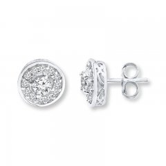 Diamond Earrings 1/2 ct tw Round-cut Sterling Silver