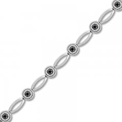 Black & White Diamond Bracelet 3/4 ct tw Round Sterling Silver