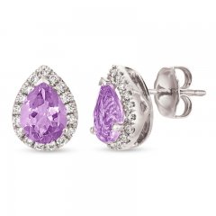 Le Vian Amethyst Earrings 1/4 ct tw Diamonds 14K Vanilla Gold