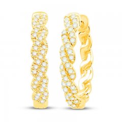 Circle of Gratitude Diamond Hoop Earrings 1/5 ct tw Round-cut 10K Yellow Gold