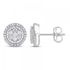 Diamond Stud Earrings 1/2 ct tw Sterling Silver