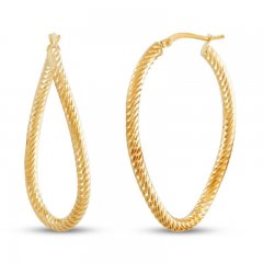 Oval Hoop Earrings 14K Yellow Gold