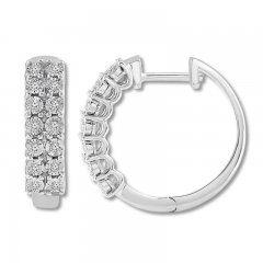 Diamond Hoop Earrings 1/10 ct tw Round-cut Sterling Silver