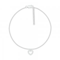 Diamond Heart Anklet 10K White Gold