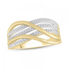 Diamond Swirl Ring 1/10 ct tw Round-Cut 10K Two-Tone Gold