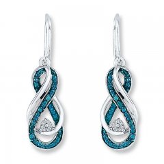 Diamond Infinity Earrings 1/15 ct tw Blue/White Sterling Silver