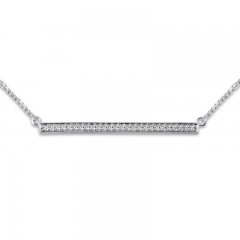 "Good Vibes" Diamond Bar Necklace 1/8 ct tw Sterling Silver