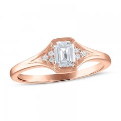 Diamond Engagement Ring 1/2 ct tw Emerald/Round 14K Rose Gold