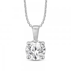 Diamond Solitaire Necklace 1/2 ct tw Round-cut 14K White Gold 18"