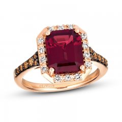 Le Vian Garnet Ring 1/3 ct tw Diamonds 14K Strawberry Gold