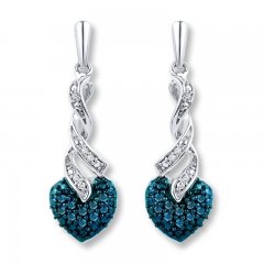 Diamond Earrings 1/5 ct tw Blue/White Sterling Silver