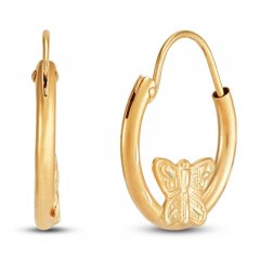 Children's Butterfly Hoop Earrings 14K Yellow Gold