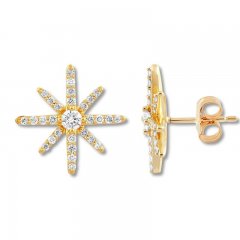 Diamond Star Earrings 1/2 ct tw Round-cut 10K Yellow Gold