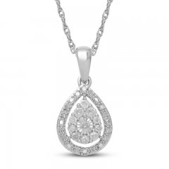 Diamond Pear Necklace 1/5 ct tw Round-cut Sterling Silver 18"