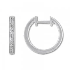 Diamond Hoop Earrings 1 ct tw Round-cut 10K White Gold