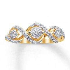 Three-Stone Diamond Ring 1/5 ct tw Round-cut 10K Yellow Gold