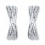 Diamond Hoop Earrings 1/4 ct tw Baguette-Cut Sterling Silver