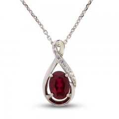 Lab-Created Ruby & White Lab-Created Sapphire Necklace Sterling Silver 18"