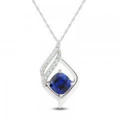 Blue & White Lab-Created Sapphire Necklace Sterling Silver 18"