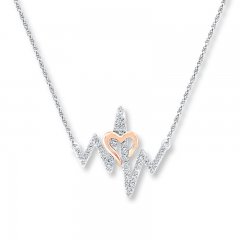 Heartbeat Necklace 1/8 ct tw Diamonds Sterling Silver/10K Gold