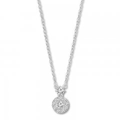 Diamond Necklace 1/5 ct tw Round/Princess-cut 10K White Gold