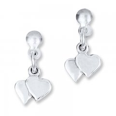 Heart Dangle Earrings Sterling Silver