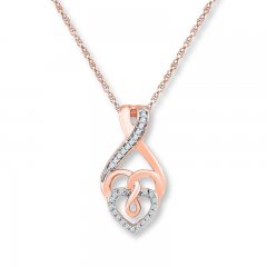 Heart Necklace 1/15 ct tw Diamonds 10K Rose Gold