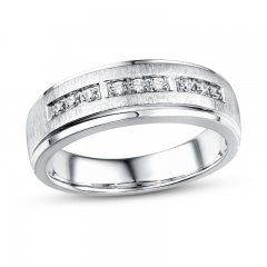 Men's Diamond Wedding Ring 1/6 ct tw 10K White Gold