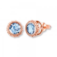 Aquamarine Earrings 10K Rose Gold